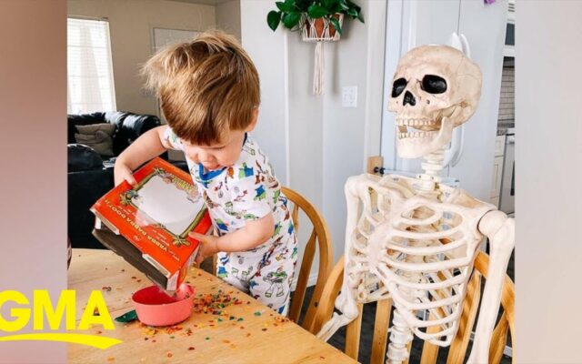 This Toddler And Plastic Skeleton Are #BestieGoals
