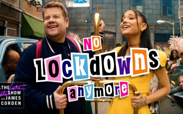 Ariana Grande Joins James Corden for “No Lockdowns Anymore” In 1st TV Appearance Since Getting Married