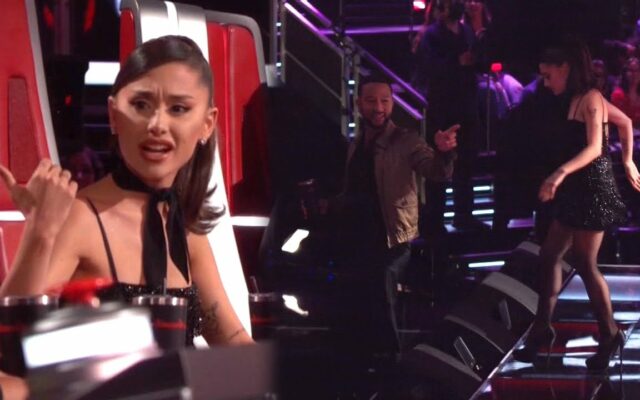 Ariana Grande And John Legend Walk Off “The Voice” Set