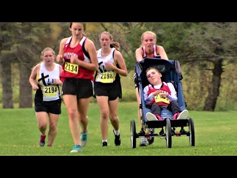 High School Runner Pushes Her Brother In A Wheelchair At Cross Country Meets