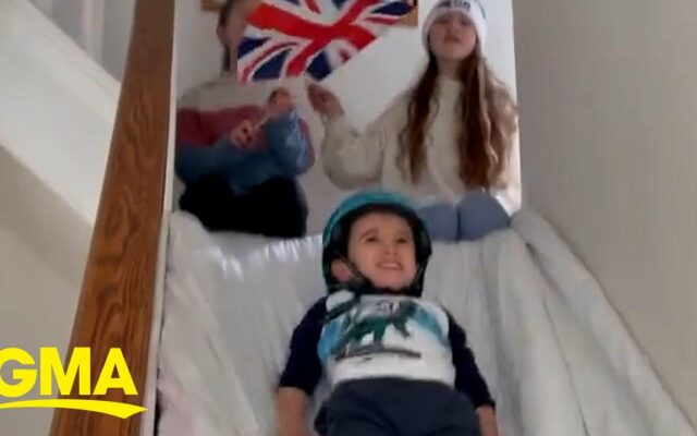 Family Creates Olympic Luge Down Their Stairs