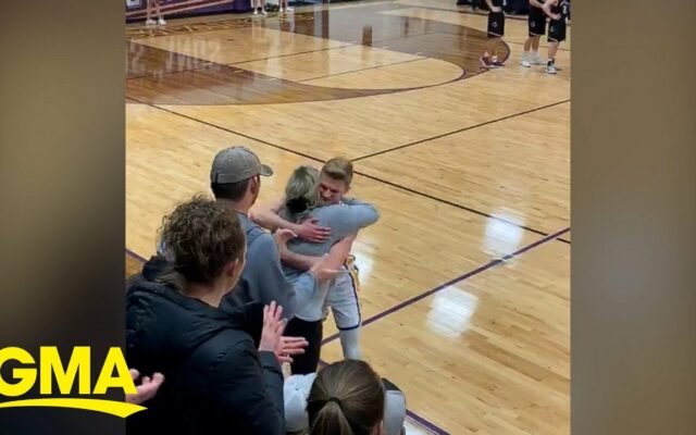 Basketball Players Honor Late Teammate By Hugging His Mom Before Every Game