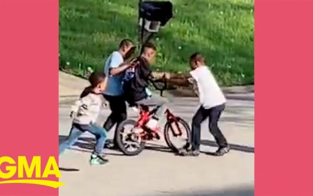 Kids Teach Their Friend To Ride A Bike