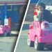 This Kid Is An Instant Legend Driving a Pink Toy Jeep To The Store